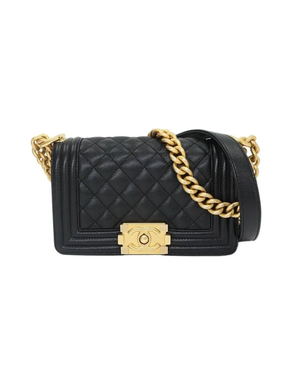 Chanel Boy Small Chain Shoulder Bag Caviar Leather Black